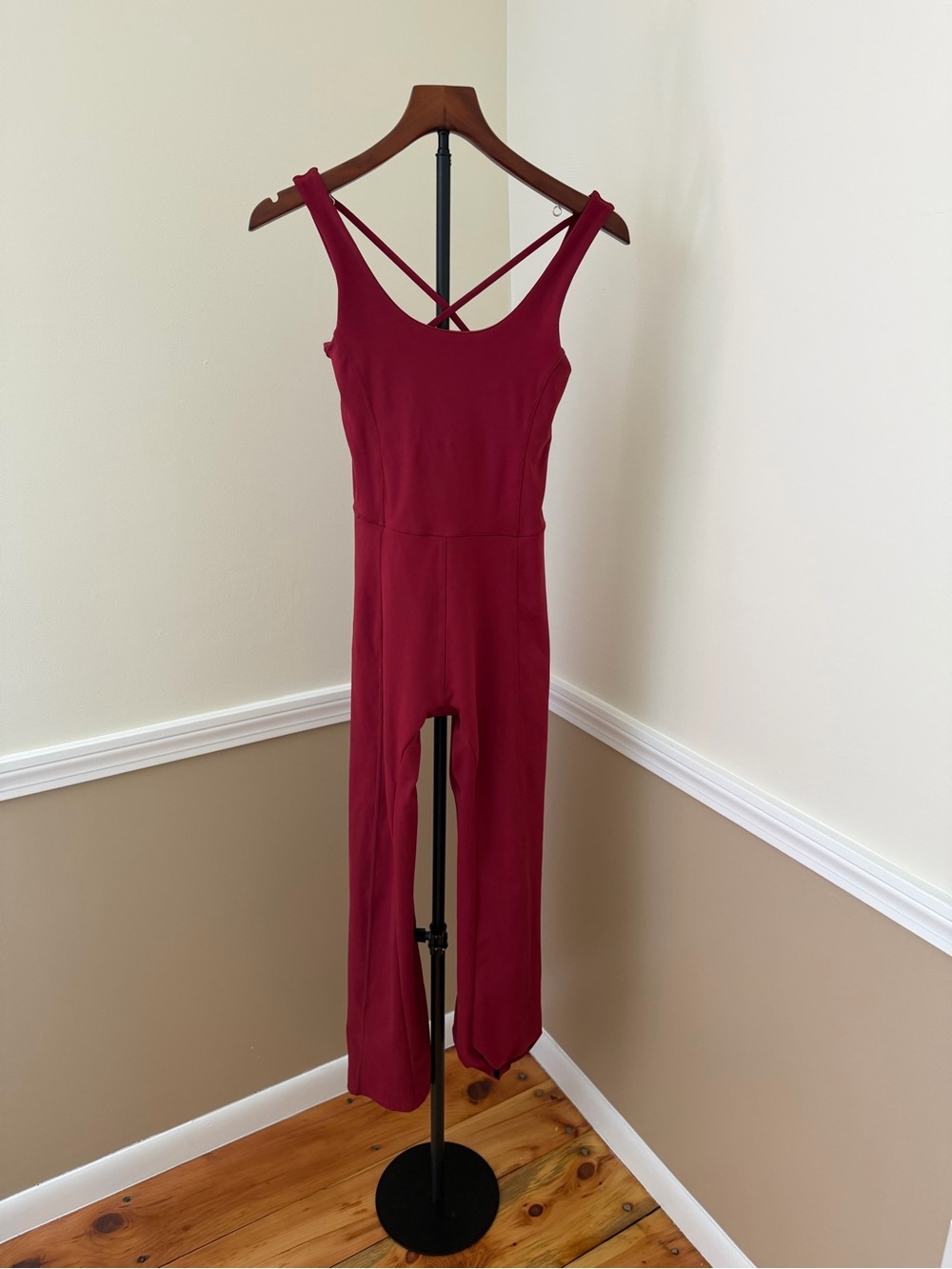 Zella Deep Red Sleeveless Cross-Back Jumpsuit